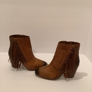 Diba True Leather Fringe Booties